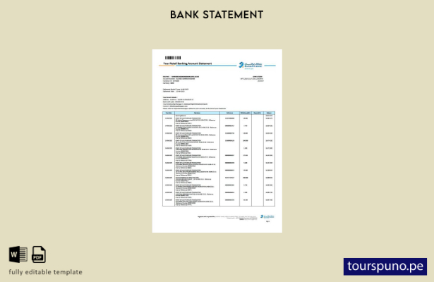 Plantilla de Word   extracto de cuenta minorista del banco Kuwait Burgan listo p